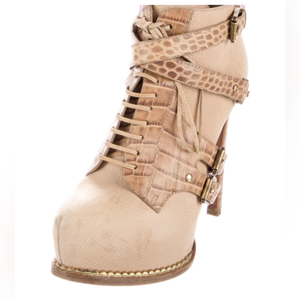 DIOR $1400 GUETRE STILETTO PLATFORM ANKLE BOOT NUDE US SZ  6 EU 36
